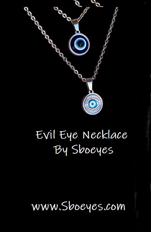 Evil Eye Pendant Necklace - Greek Pendant - Glass Evil Charm
