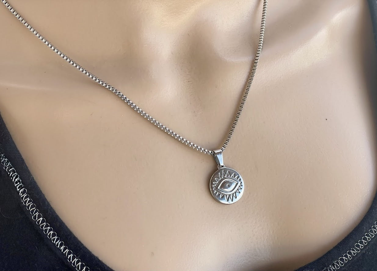 Collier Homme Oeil en Acier Inoxydable