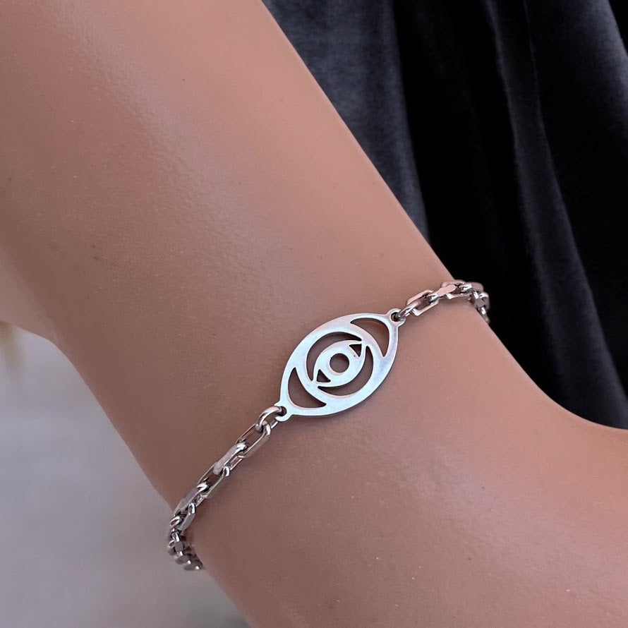 Lucky Stainless Steel Bracelet – Hamsa Hand or Evil Eye
