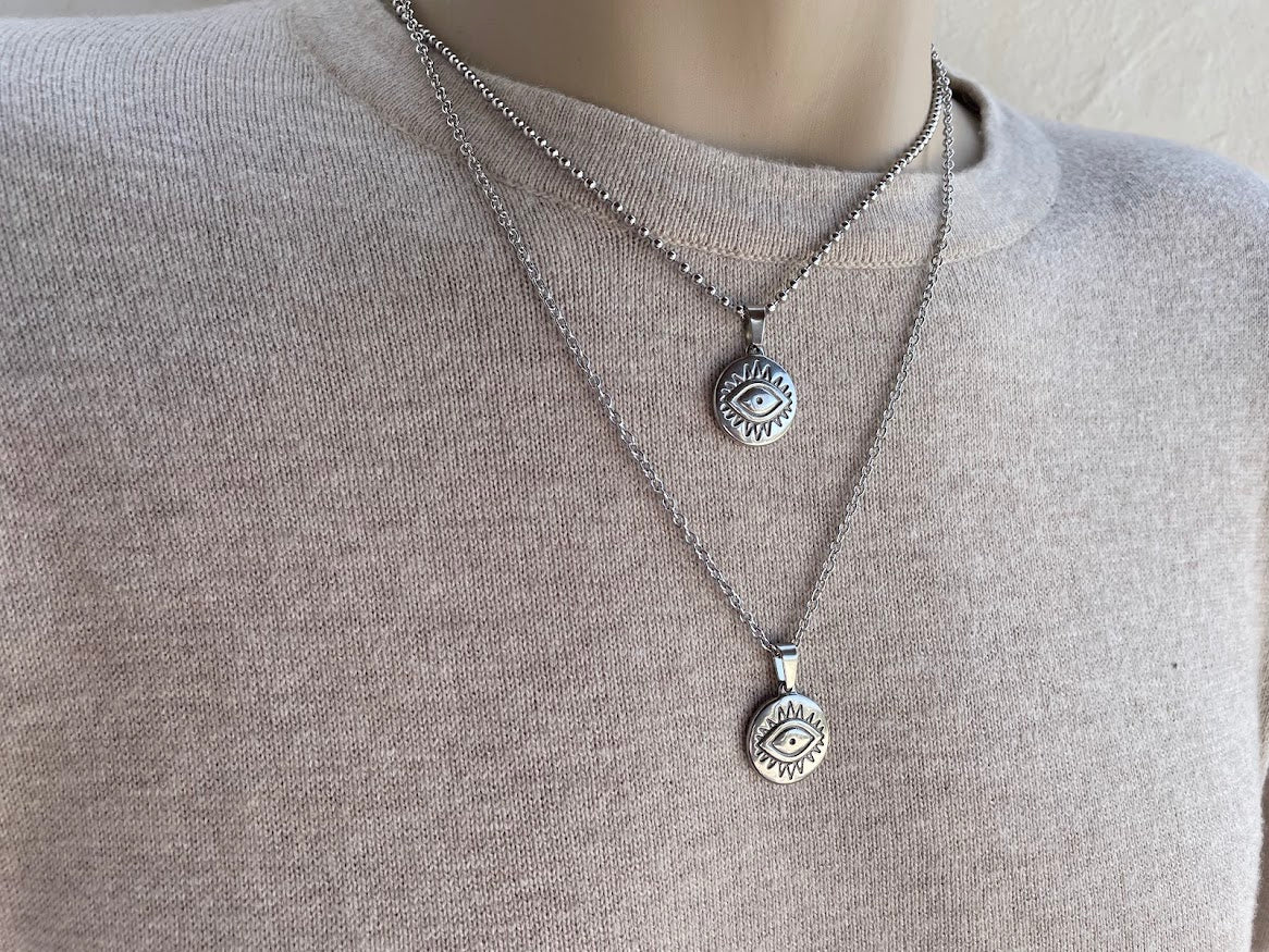 Collier Homme Oeil en Acier Inoxydable