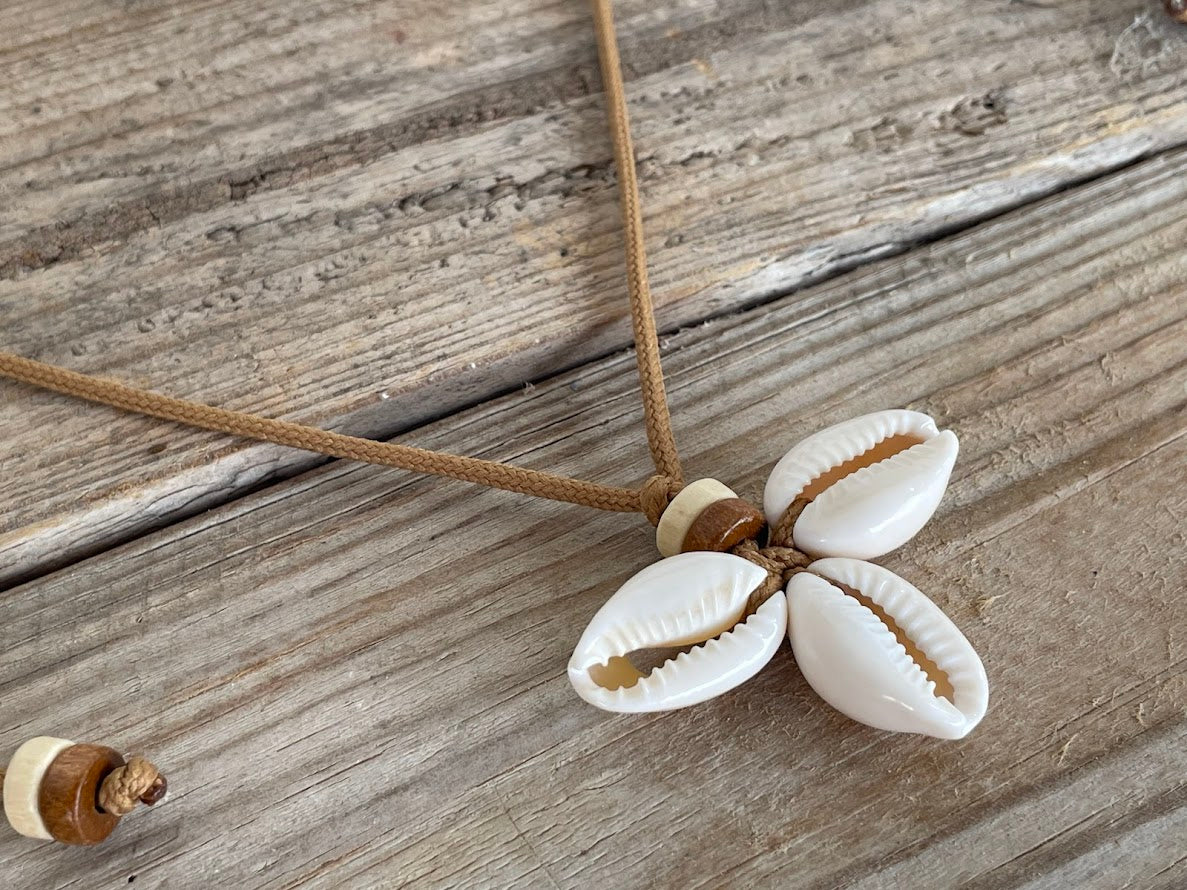 Cowrie FLower Shell Necklace - Beach Shell Necklace