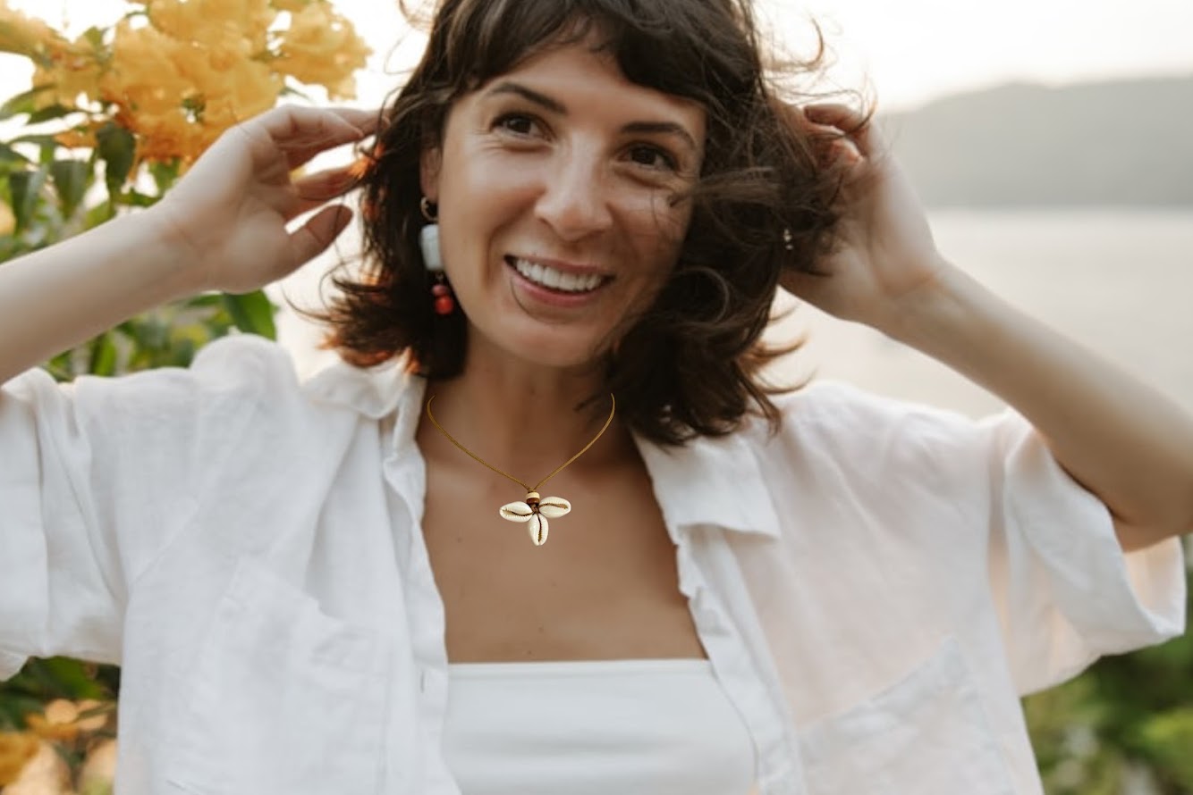 Cowrie FLower Shell Necklace - Beach Shell Necklace