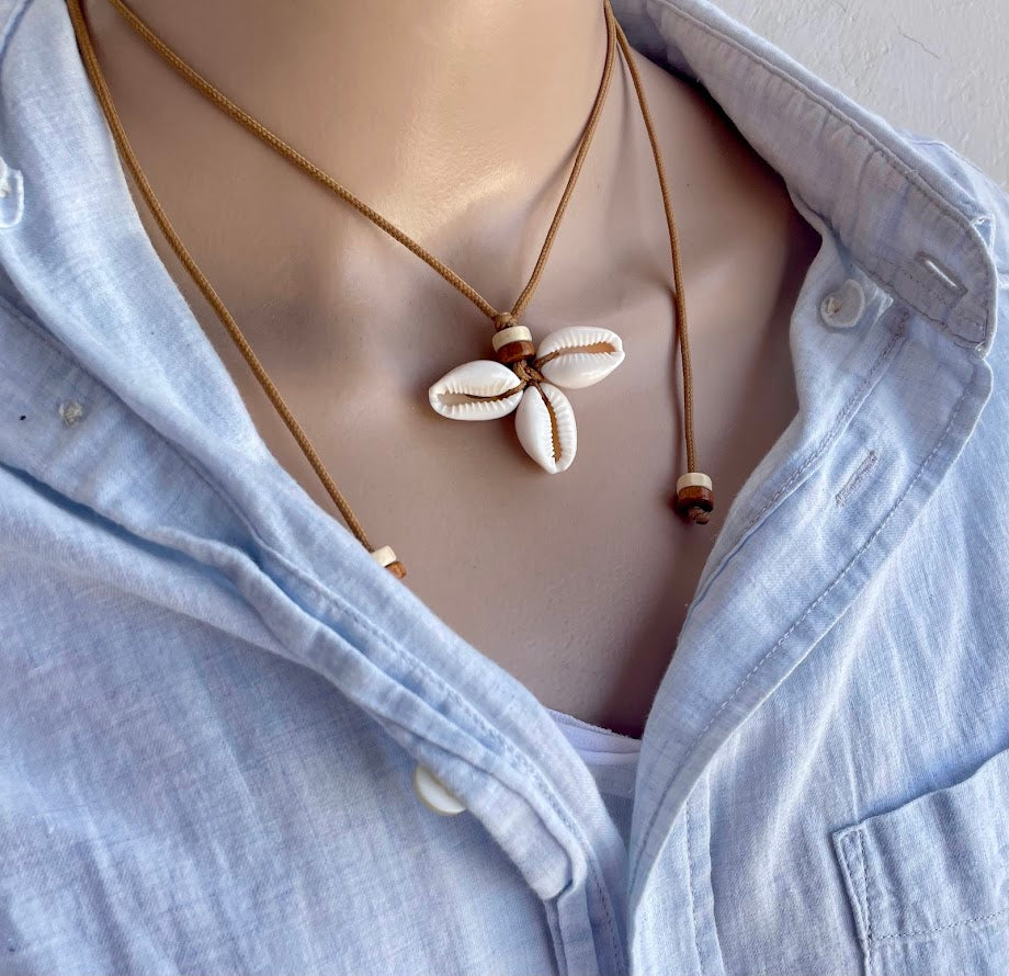 Cowrie FLower Shell Necklace - Beach Shell Necklace