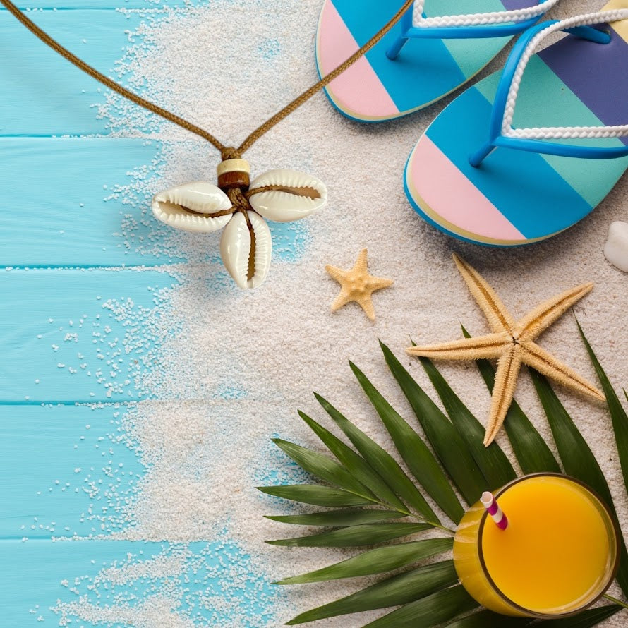 Cowrie FLower Shell Necklace - Beach Shell Necklace