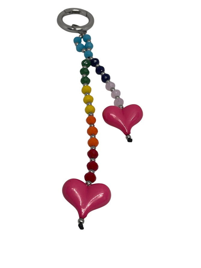 Hearts Bag Charm - Beaded Bag Charm - 9 colors to choose from