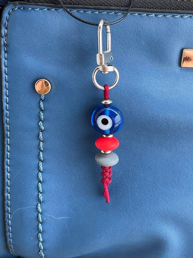 Evil Eye Glass Bag Charm - Greek Gift - Bag Accessories