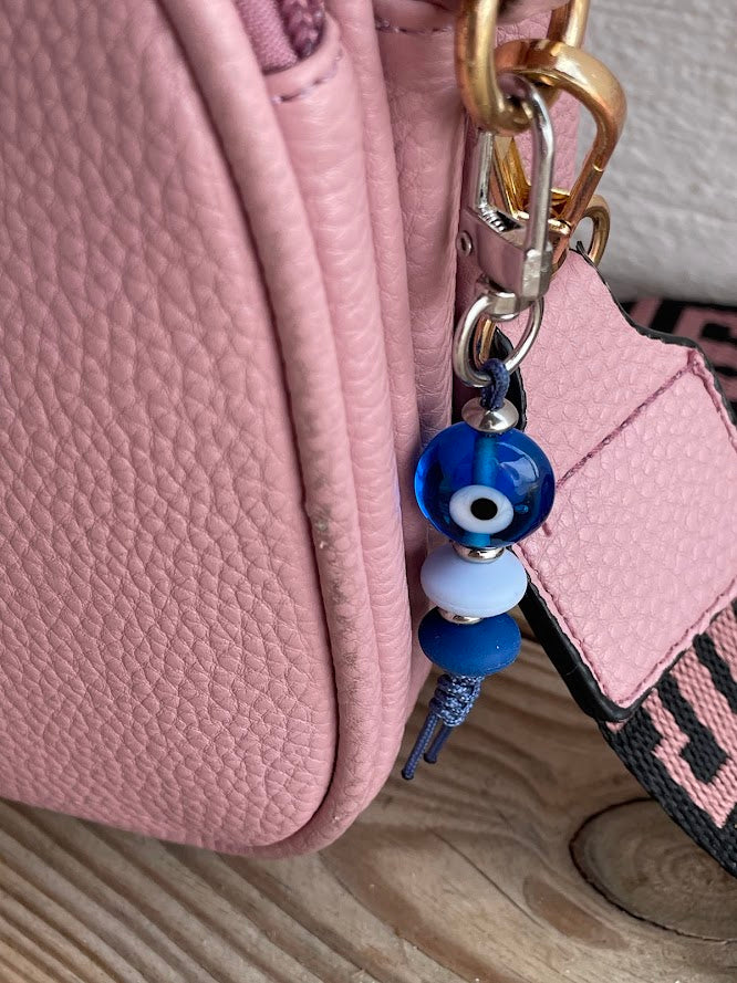 Evil Eye Glass Bag Charm - Greek Gift - Bag Accessories