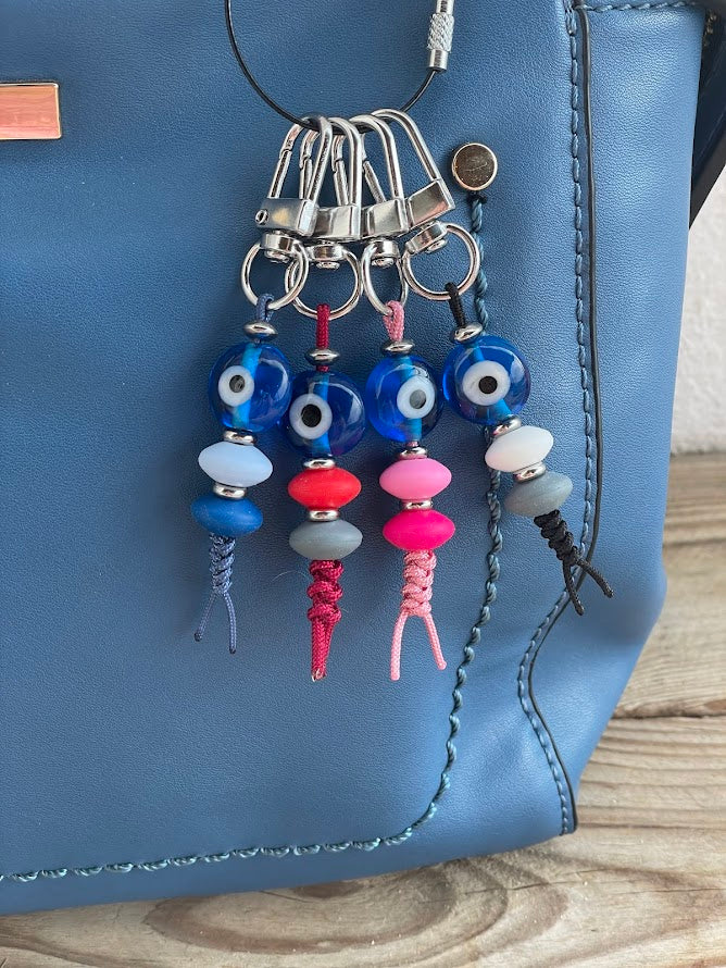 Evil Eye Glass Bag Charm - Greek Gift - Bag Accessories