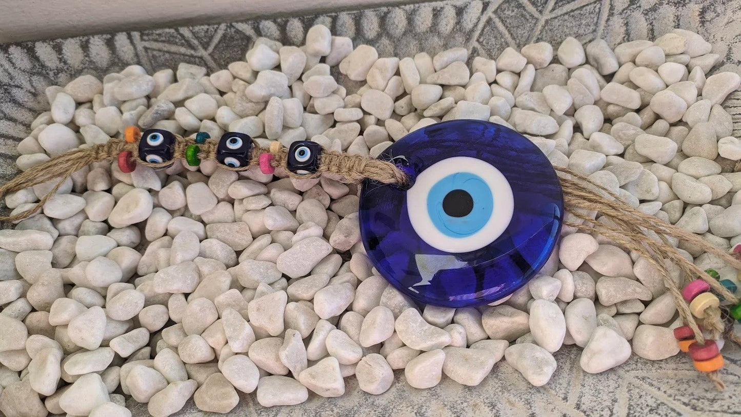 Glass Evil Eye Wall Hanging - House Protection - Greek Gift