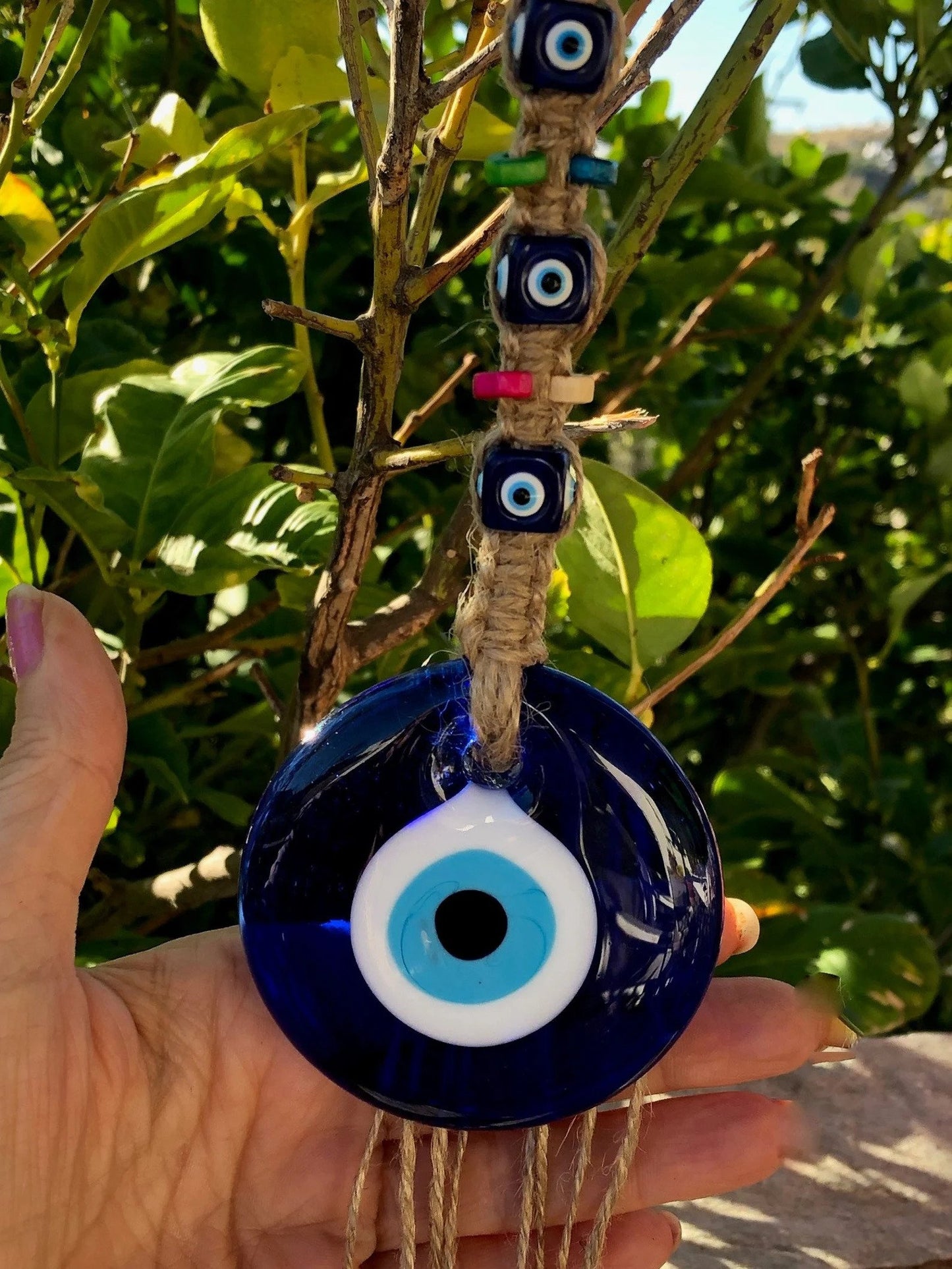 Glass Evil Eye Wall Hanging - House Protection - Greek Gift