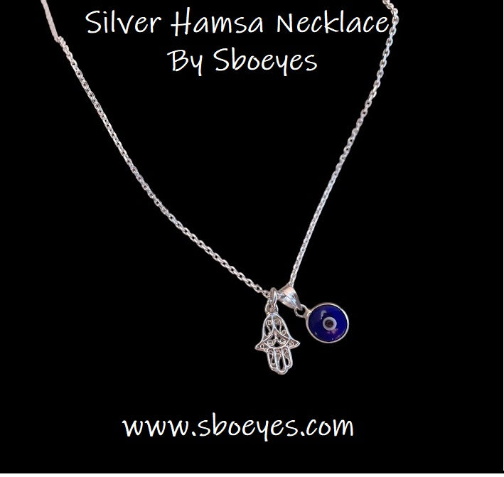 Evil Eye Hamsa Hand Necklace - Silver Necklace