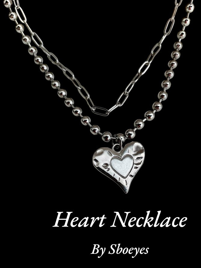 Collier Coeur Chaine Figaro en Acier Pour Femme