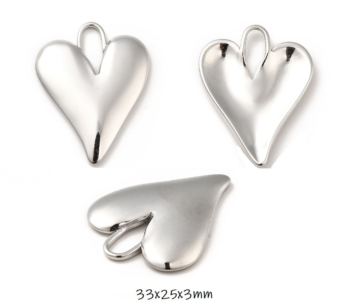 Collier Gros Coeur en Acier Pour Femme