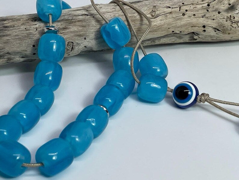 Evil Eye Turquoise Worry Beads – Greek Gift – Anti Stress Toy