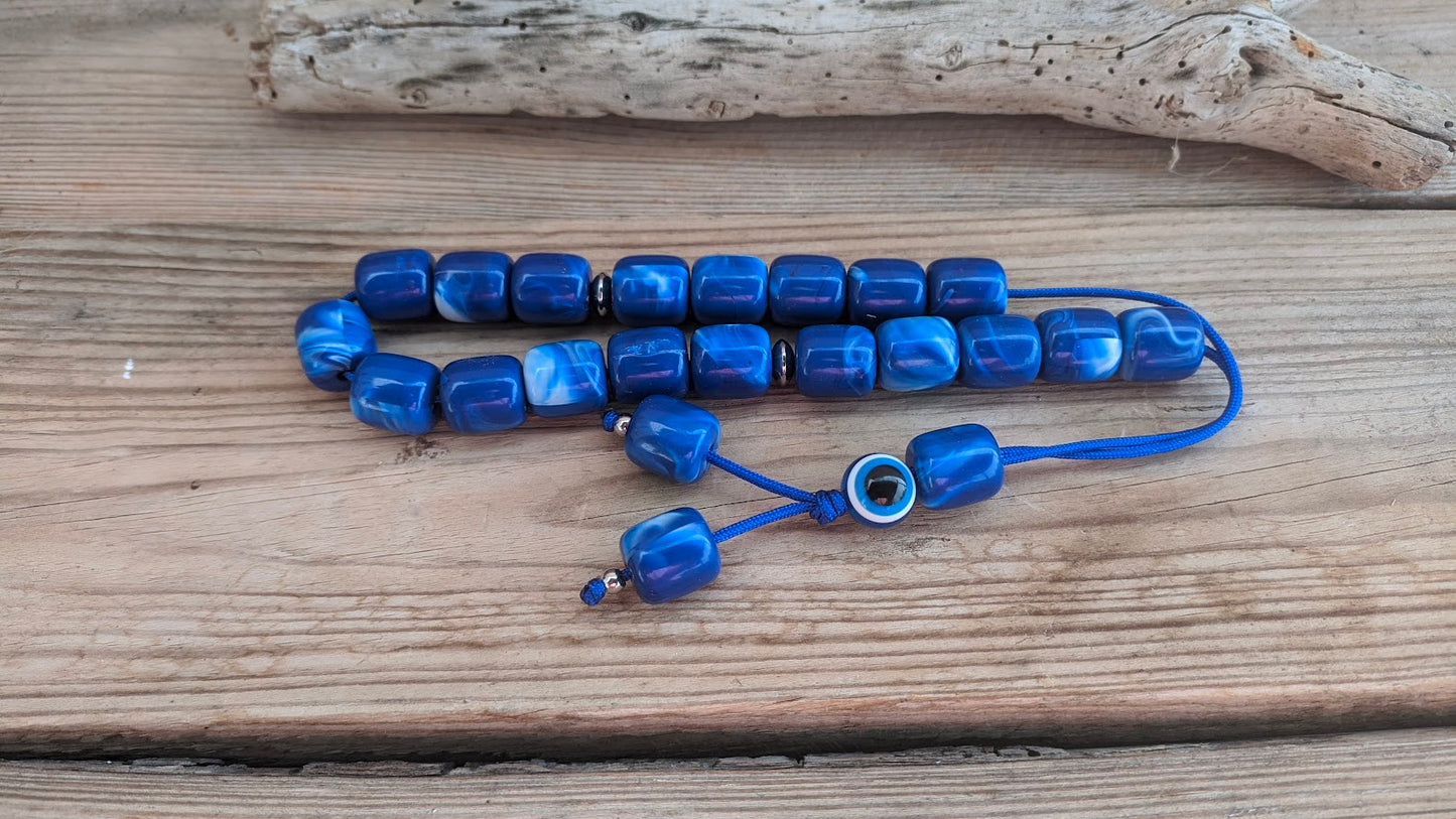 Evil eye worry beads – Greek gift – Gift for Him – Blue komboloi