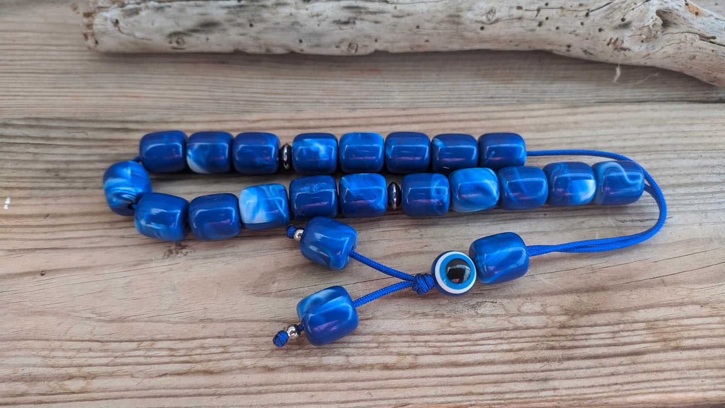 Evil eye worry beads – Greek gift – Gift for Him – Blue komboloi