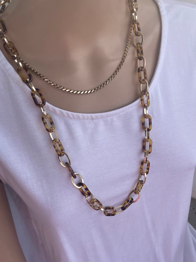 Collier Acrylique Imprimé Léopard - Bijoux Boho