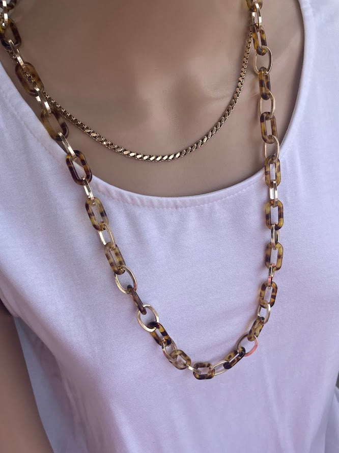 Collier Acrylique Imprimé Léopard - Bijoux Boho