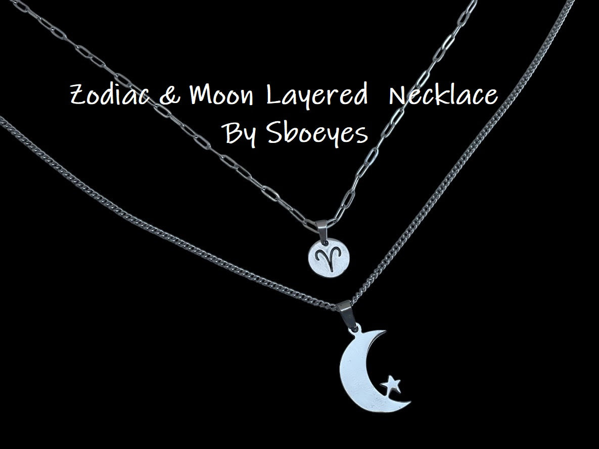 Collier Set Signe Zodiaque et Lune en Acier