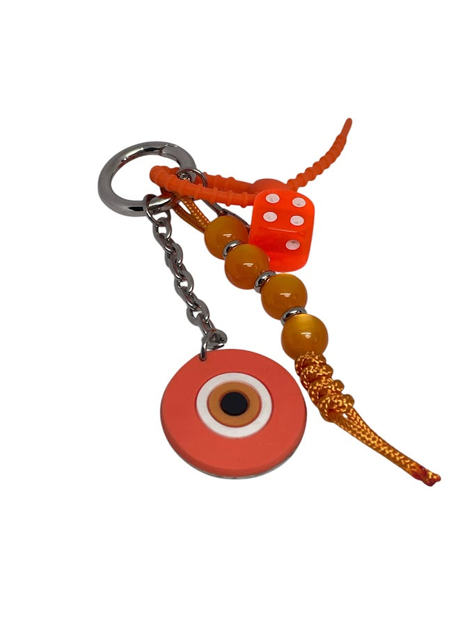 Silicone Εvil Eye Bag Charm - Beaded Bag Charm - 6 Colors available