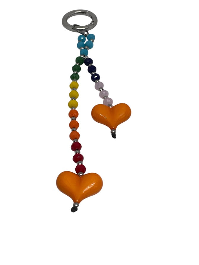 Hearts Bag Charm - Beaded Bag Charm - 9 colors to choose from