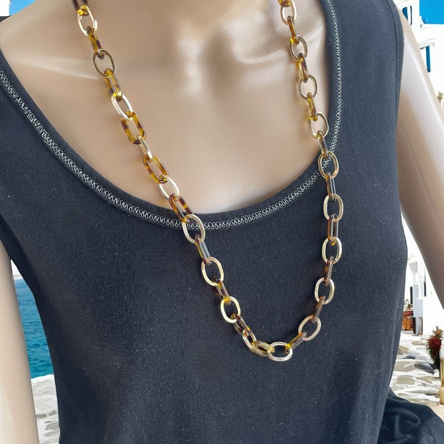 Collier Acrylique Léopard Pour Femme