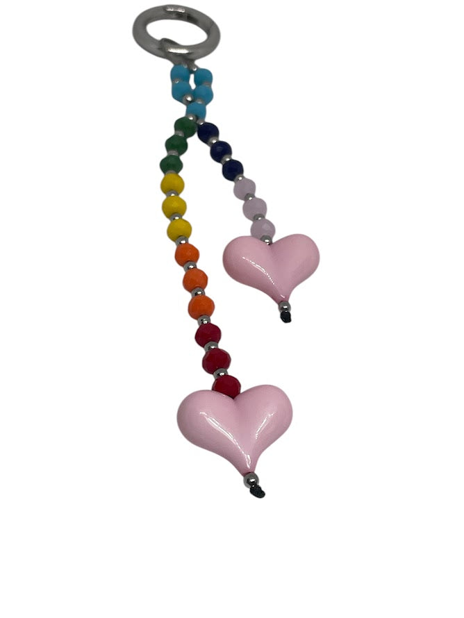 Hearts Bag Charm - Beaded Bag Charm - 9 colors to choose from