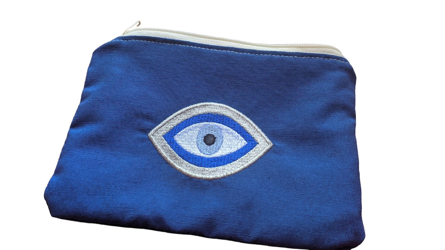 Pochette Brodée Oeil Bleu - Cadeau pour elle - Accessoire femme