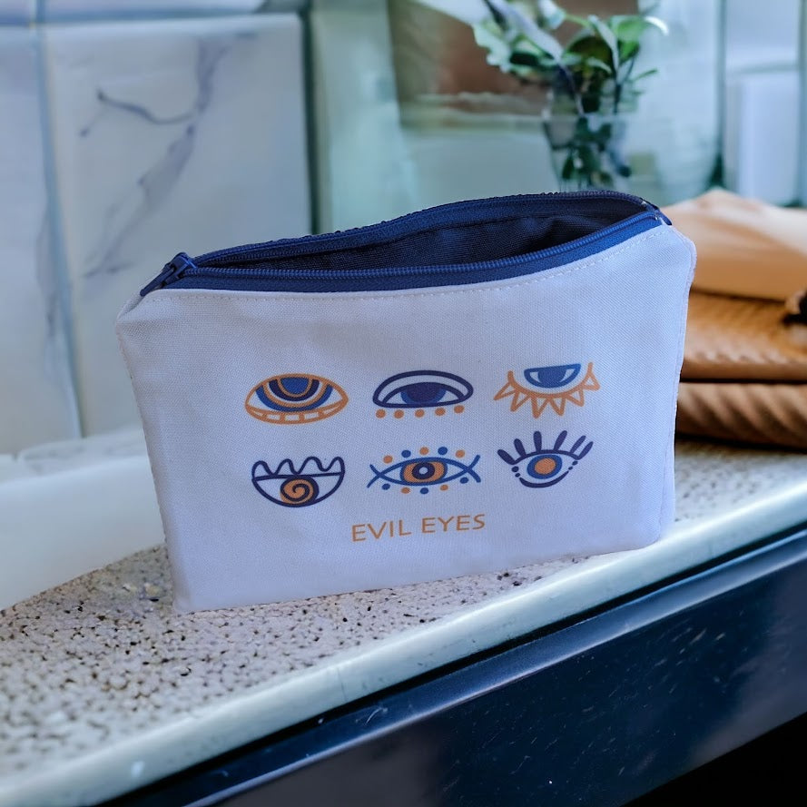 Evil Eye Handmade Pouch - Zipper Bag - Made in Greece - Gift for Her