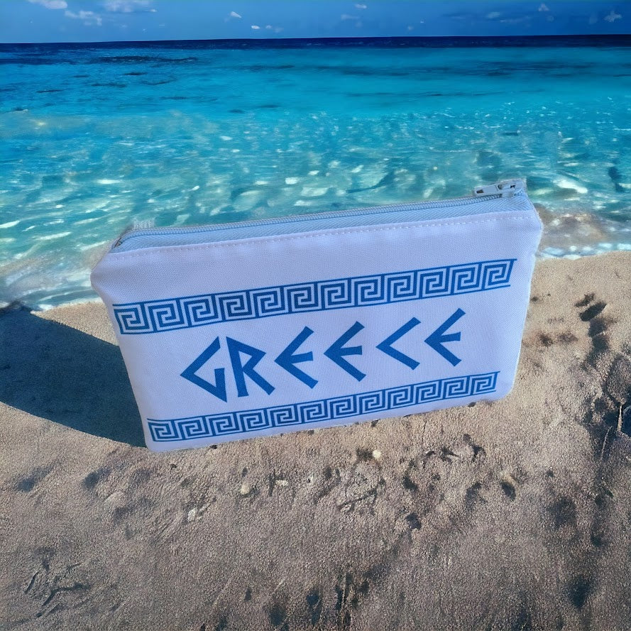Pochette Tissu Motifs Grecs - Cadeau pour Elle - Pochette Polyester