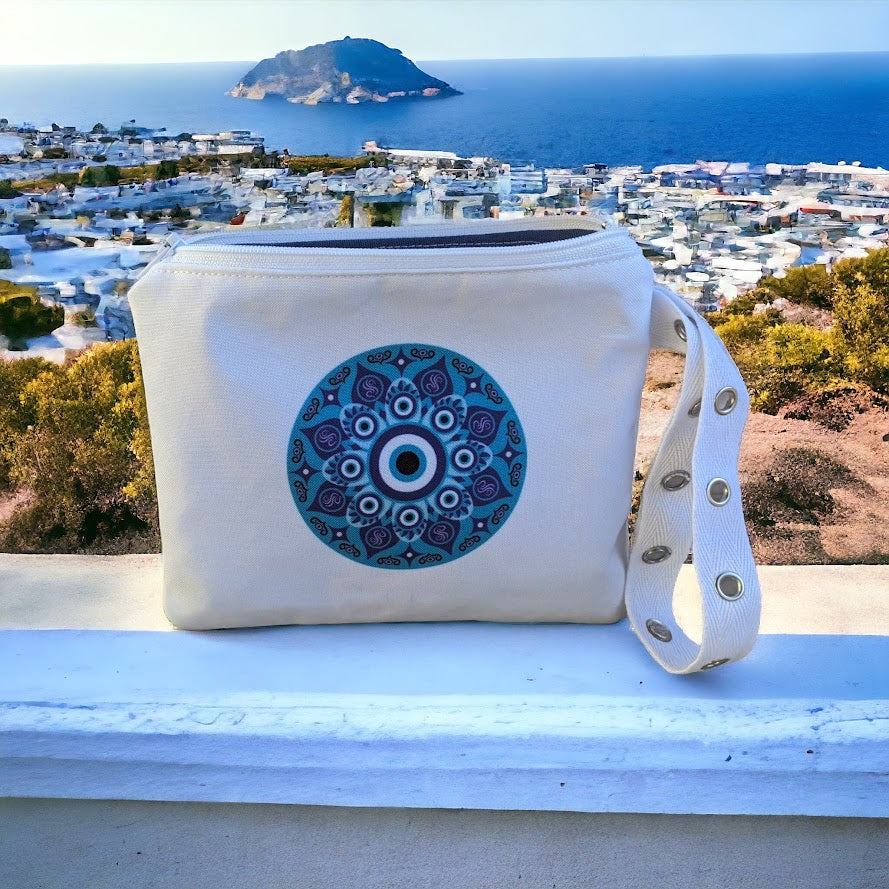 Pochette Mandala Oeil Bleu - Fabriquée en Grèce