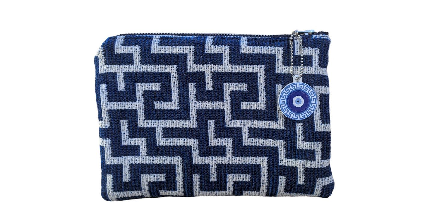 Greek Key Fabric Pouch - Available in two Colors - Greek gift
