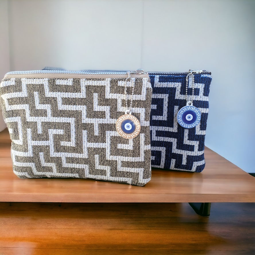 Greek Key Fabric Pouch - Available in two Colors - Greek gift