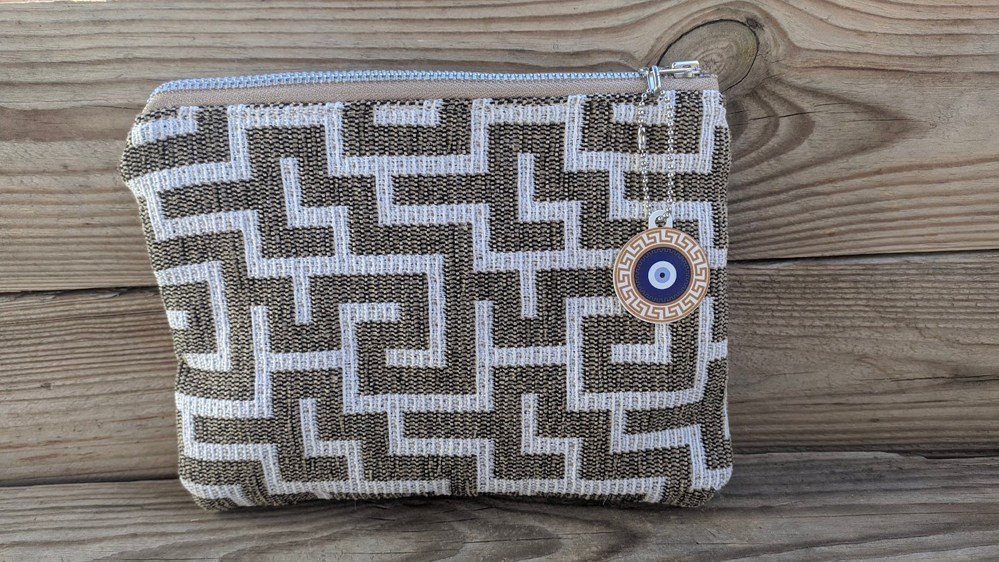 Greek Key Fabric Pouch - Available in two Colors - Greek gift