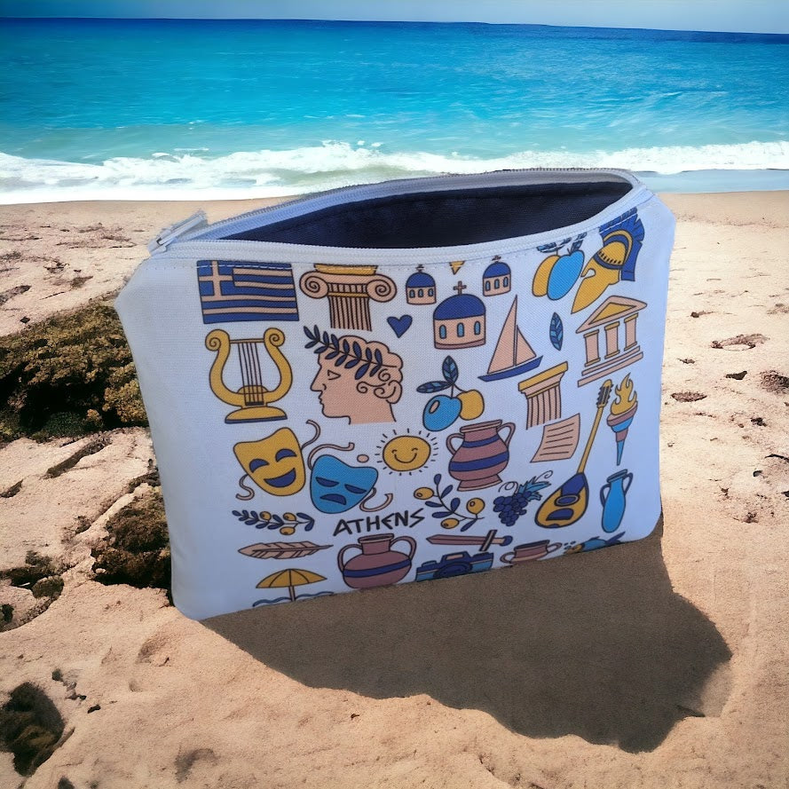 Greek Symbols Pouch - Greek gift - Made in Greece