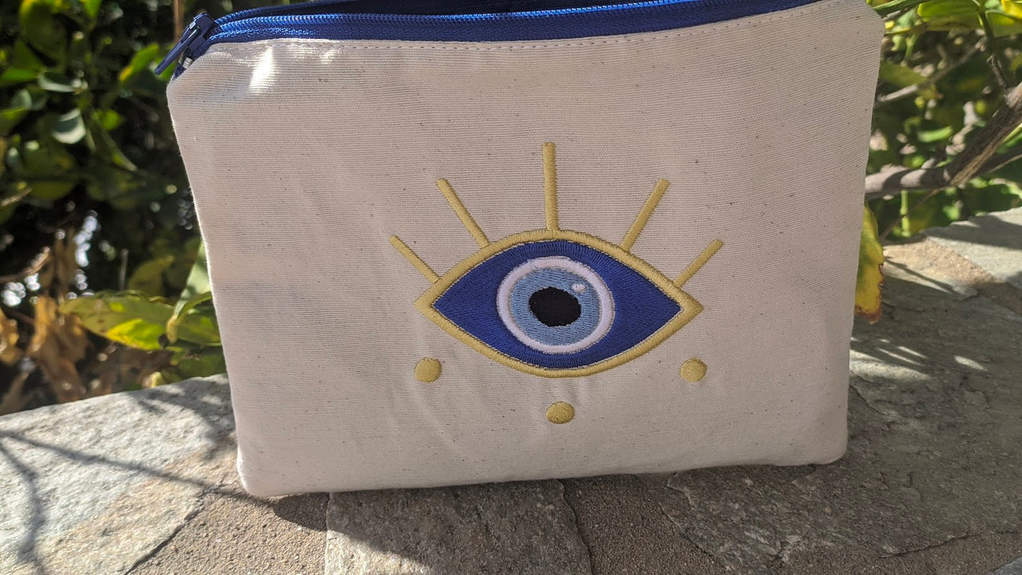 Pochette en tissu avec oeil brodé - Sac pour les yeux maléfiques - Pochette faite à la main