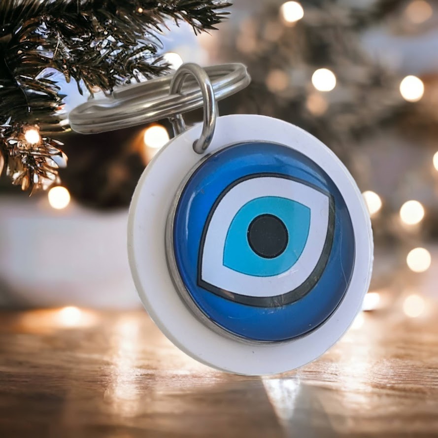 Handmade Evil Eye Keychain & Bag Charm | Greek Gift | Plexiglass & Glass Design