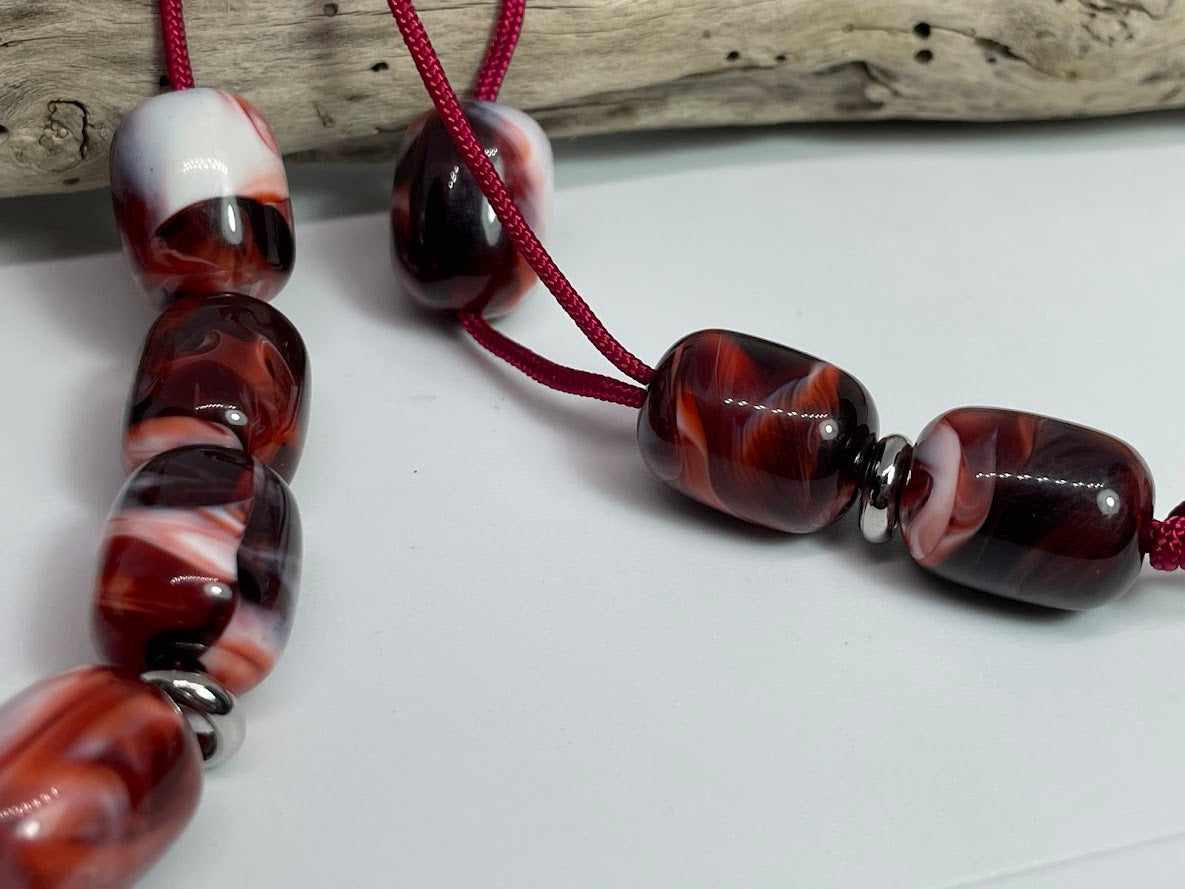 Dark Red White Worry Beads – Greek Gift – Anti Stress Toy – Red Komboloi