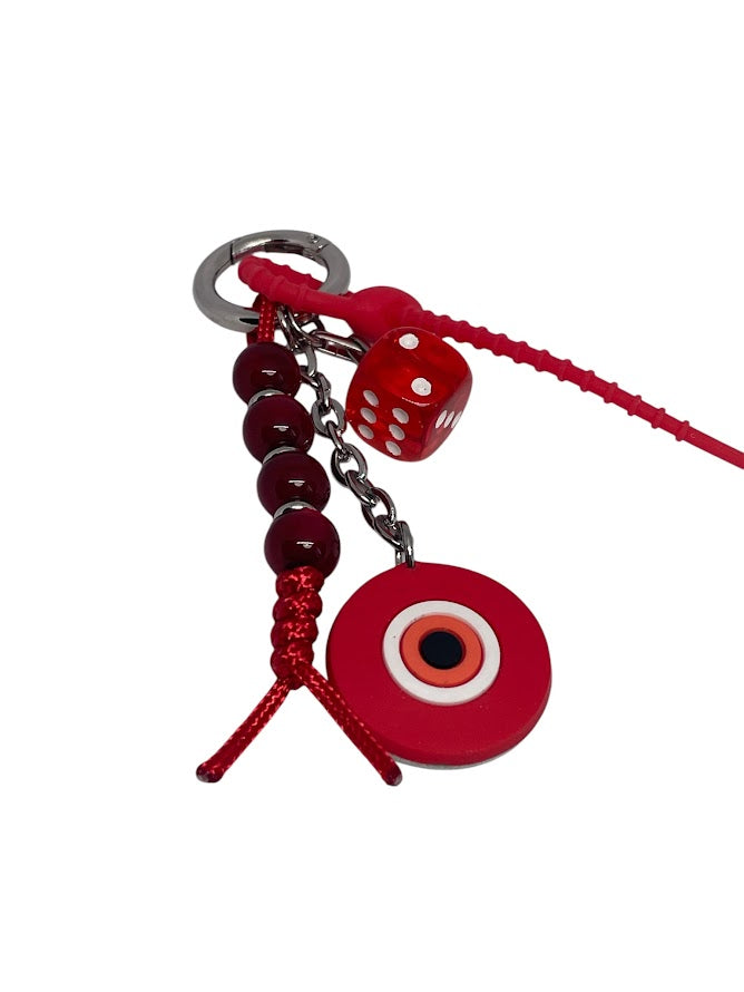 Silicone Εvil Eye Bag Charm - Beaded Bag Charm - 6 Colors available