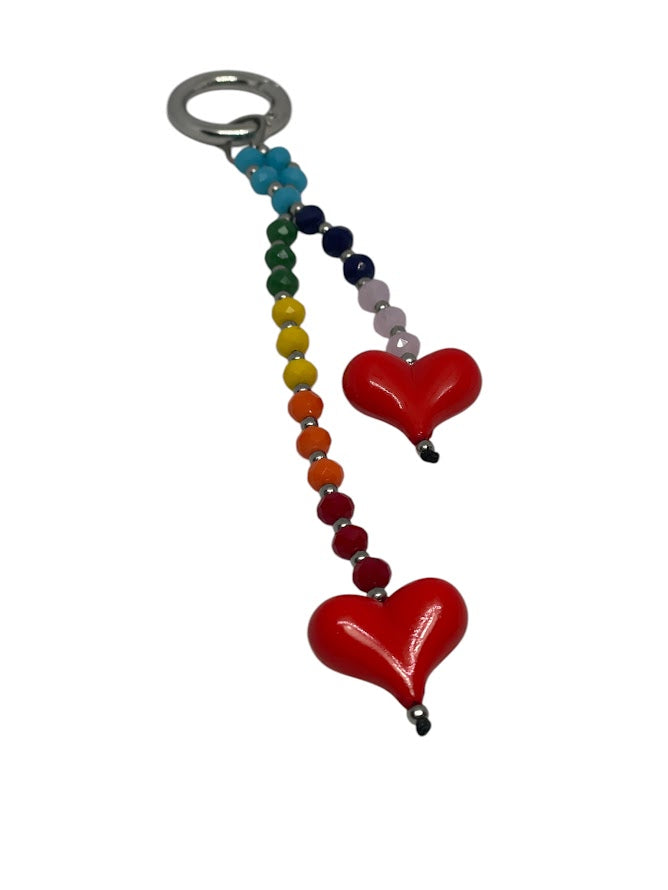 Hearts Bag Charm - Beaded Bag Charm - 9 colors to choose from