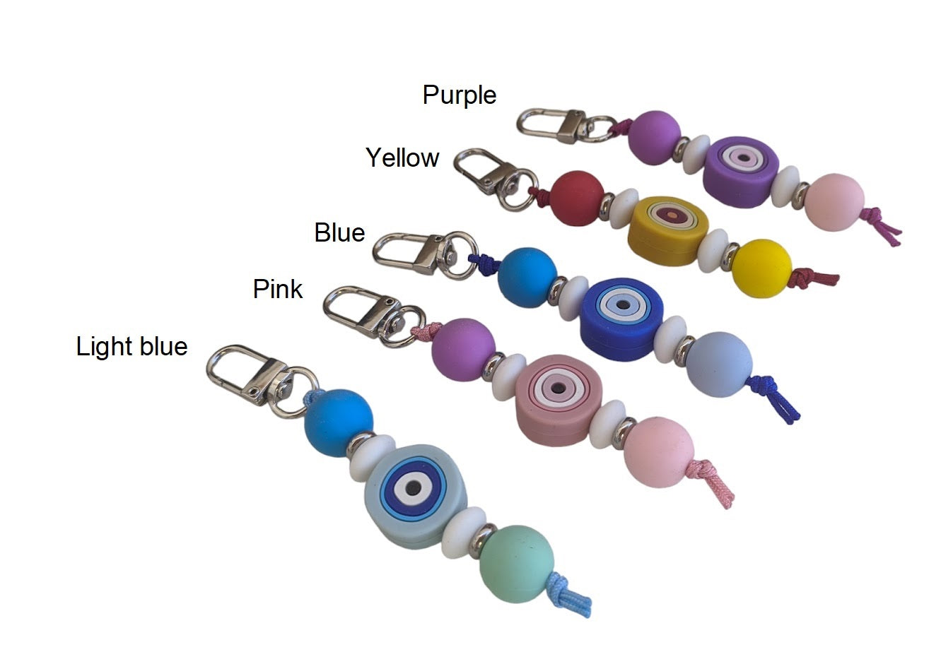 Evil Eye Silicone Keychain Bag Charm - Greek Gift - Handmade accessories