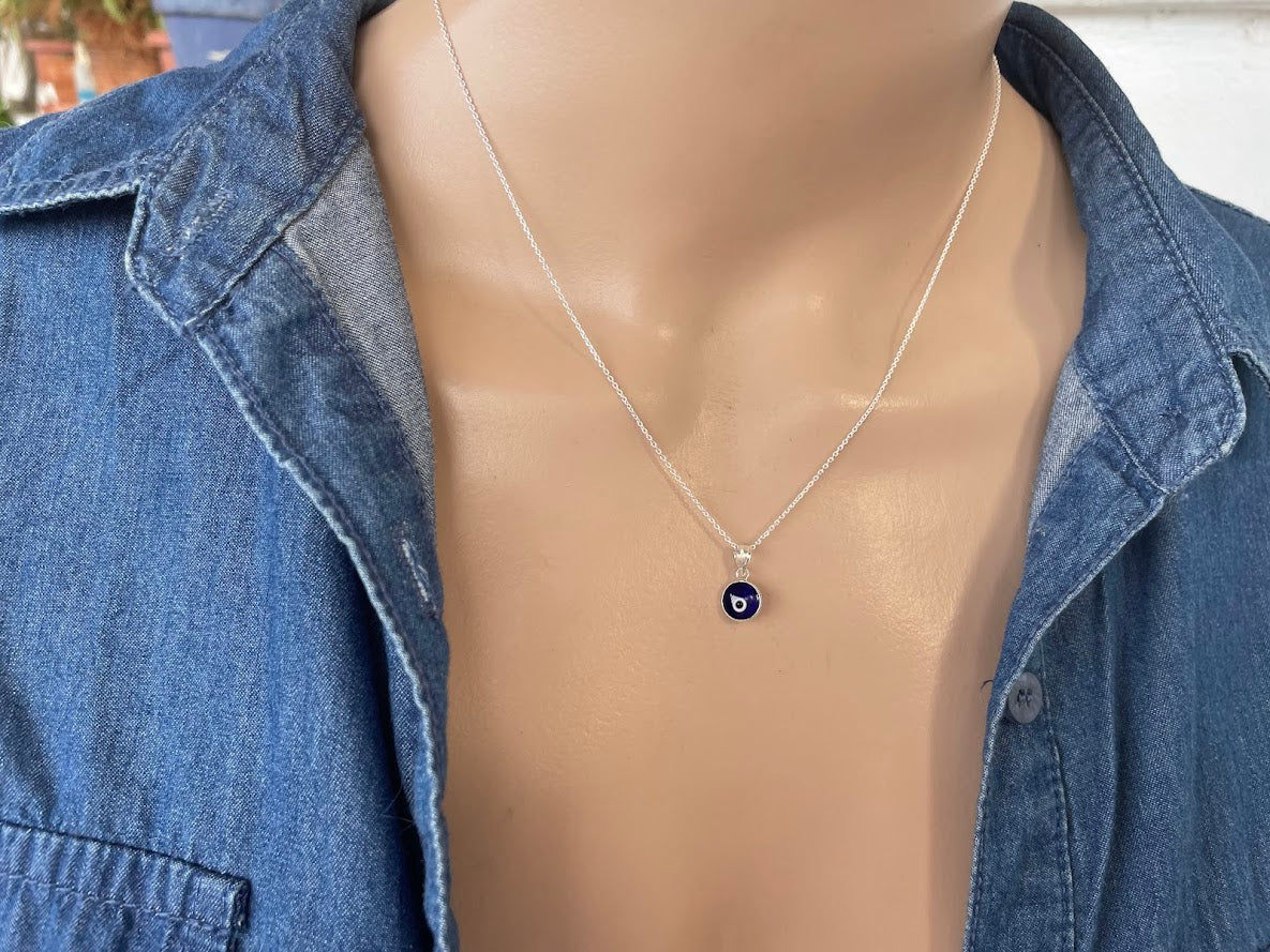 Collier Argent Oeil Bleu Couleurs au Choix