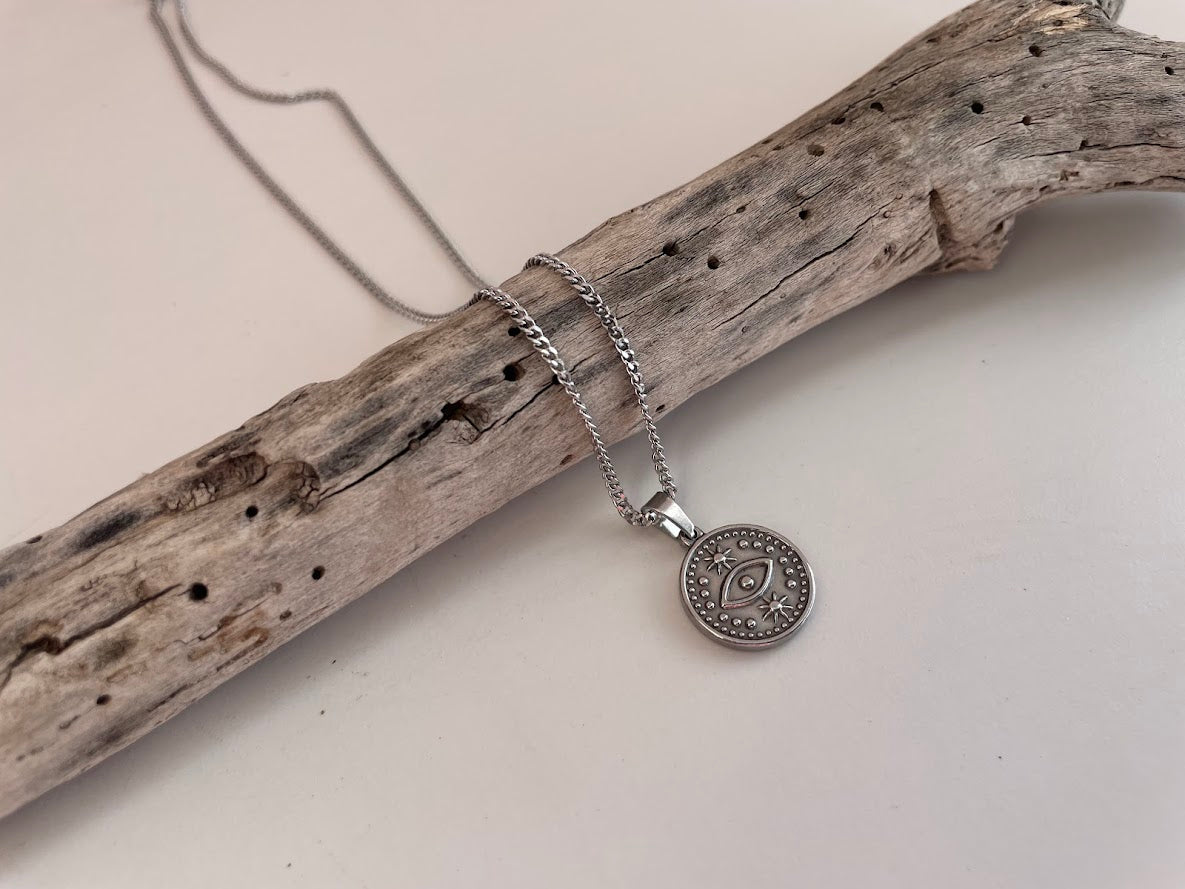 Pendentif Oeil en Acier Inoxydable - Porte Bonheur Unisex -