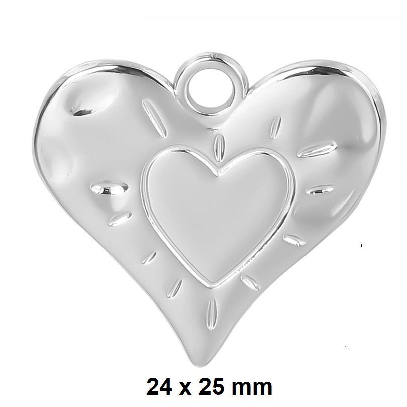 Collier Coeur Chaine Figaro en Acier Pour Femme