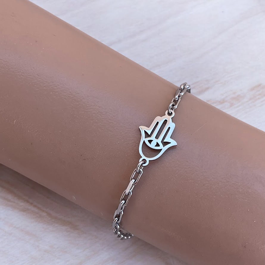 Lucky Stainless Steel Bracelet – Hamsa Hand or Evil Eye