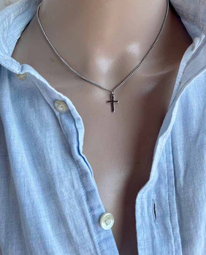 Collier Croix Minimaliste en Acier Inoxydable
