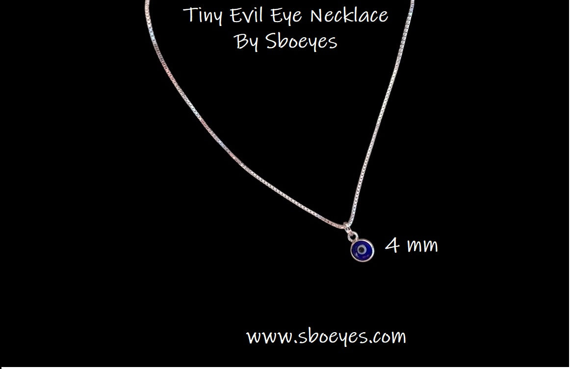 Collier Minimaliste Oeil Bleu en Argent