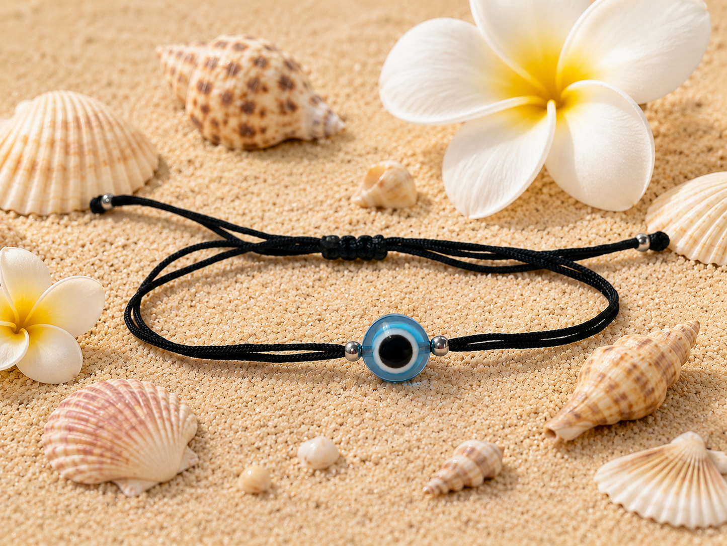 Greek Evil Eye Bracelet | Adjustable Black Cord Bracelet