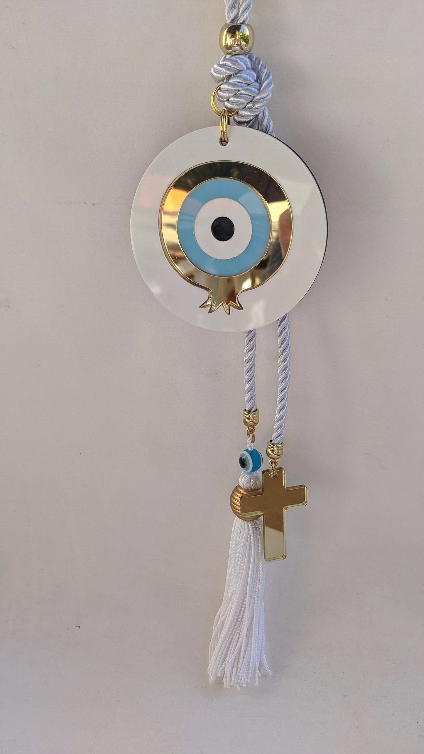 Evil eye cross wall hanging - house protection - pomegranade wall decoration