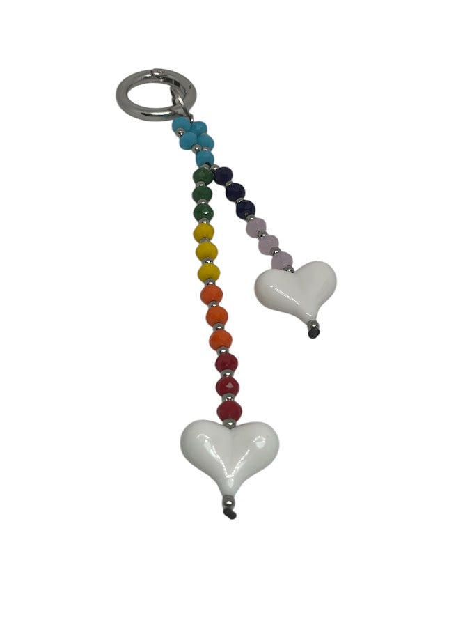 Hearts Bag Charm - Beaded Bag Charm - 9 colors to choose from